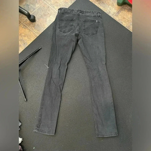 American Rag black distressed denim straight leg jeans size 34L - Picture 2 of 4